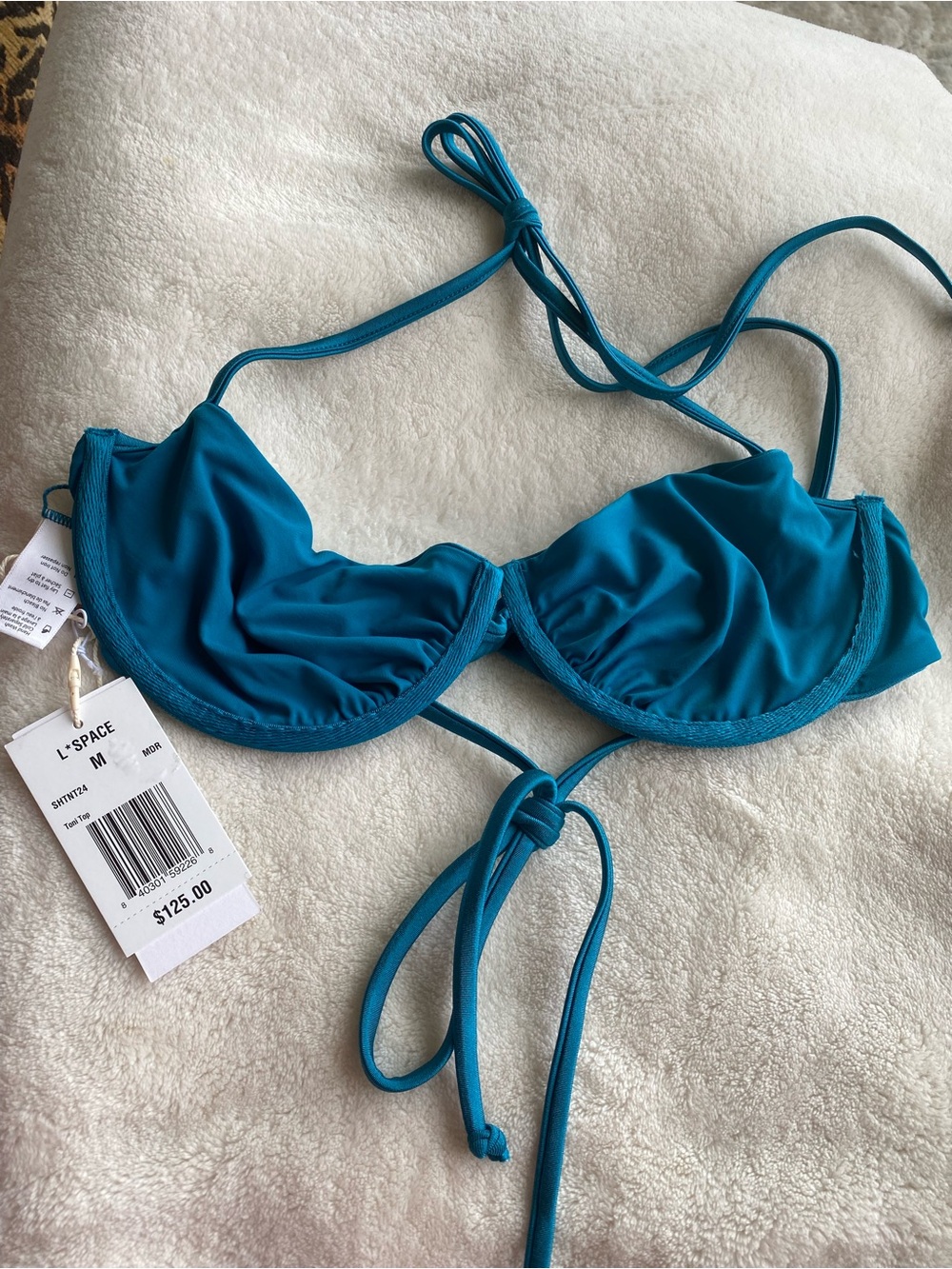 l*space Teal Blue Underwire Bikini Top